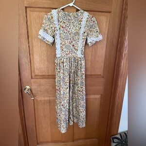 Vintage homemade cotton, prairie dress, and bonnet